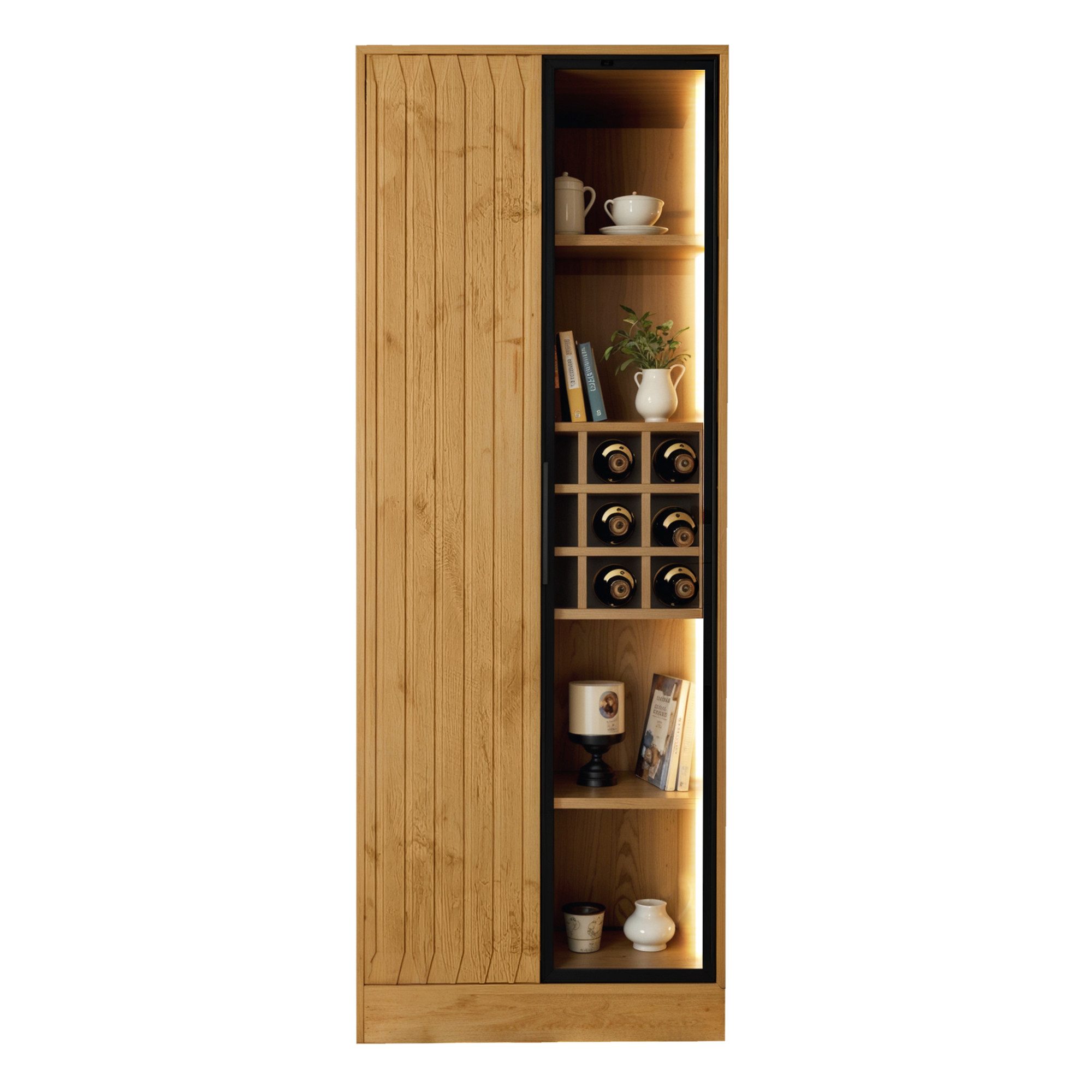 Hochschrank Badezimmerschrank Badeschrank Vitrinenschrank mit Beleuchtung