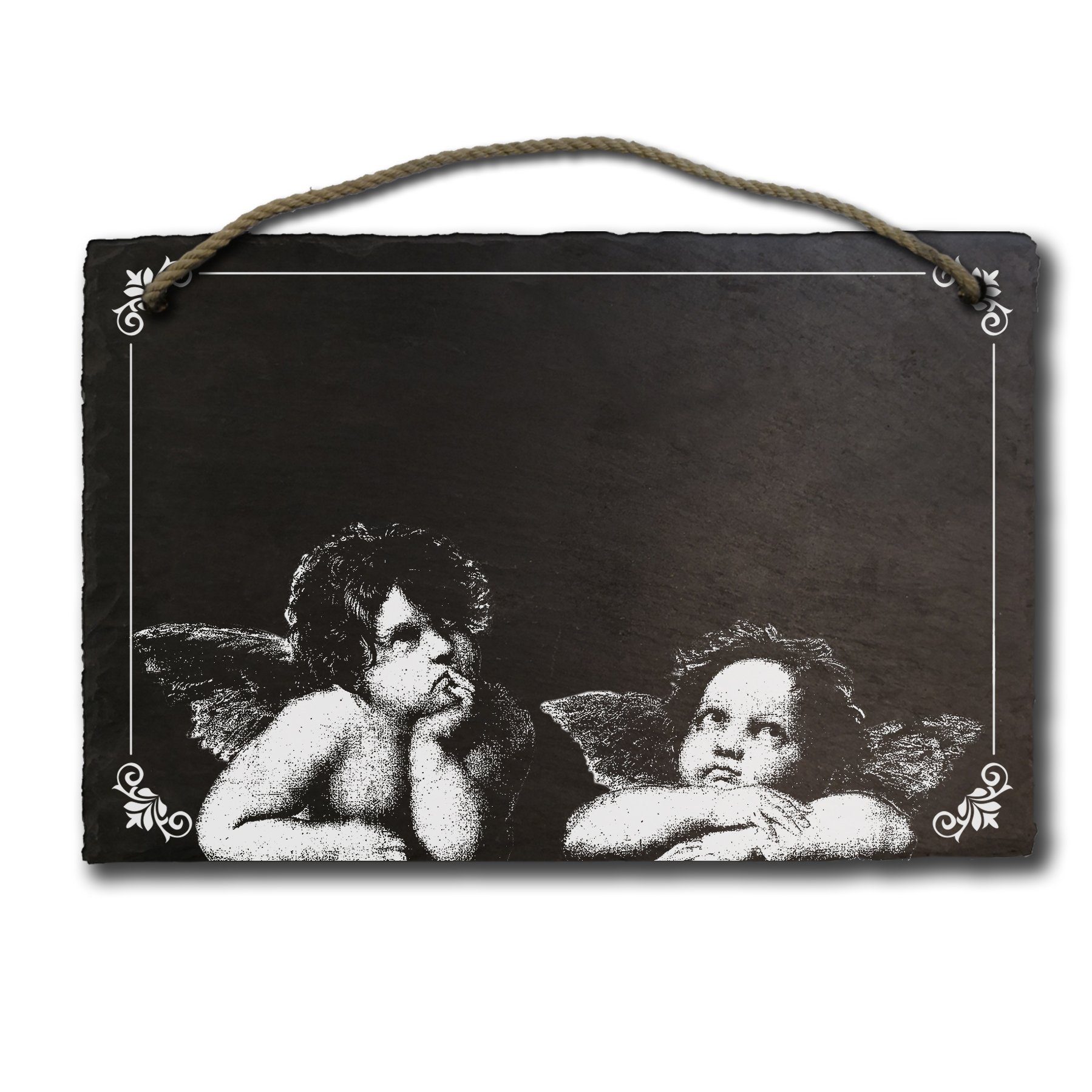 Lasernauten Wandtafel Schiefertafel träumende Engel ca. 21 x 29 cm Klingelschild Türschild