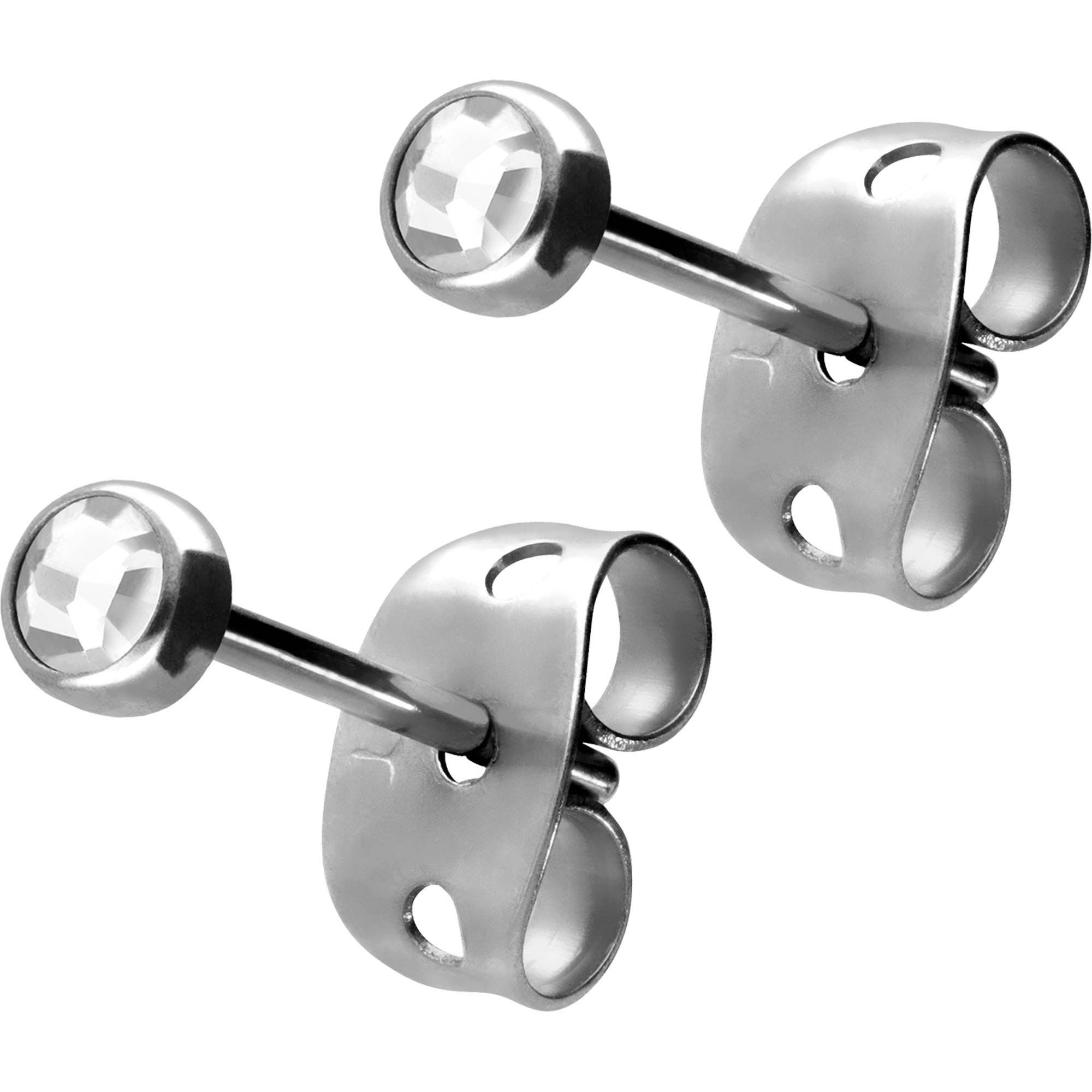 FILANGO Paar Ohrstecker Titan Ohrstecker FLACHER KRISTALL (Ohrstecker, 1-tlg)