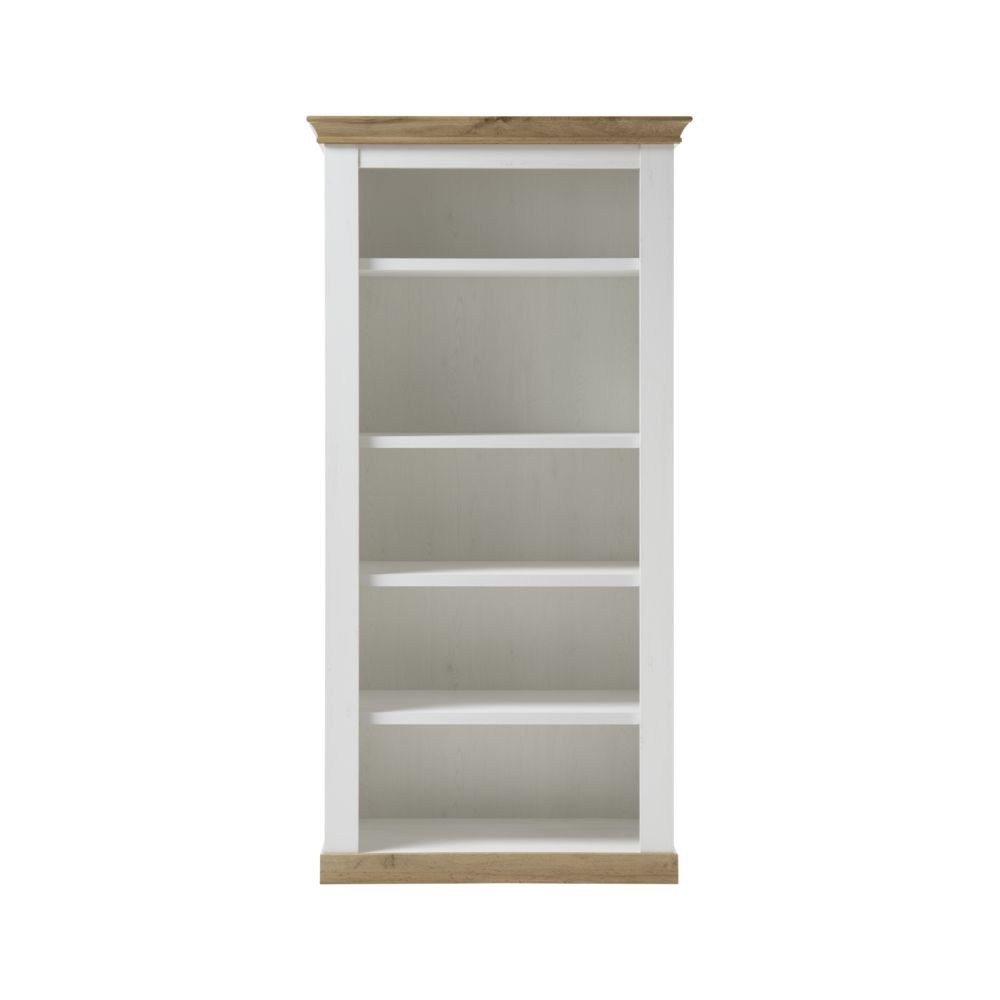 Lomadox Bücherregal LINARES-61, Pinie weiß / Wotan Eiche Nb. mit 6 Fächern - 102/204/44 cm
