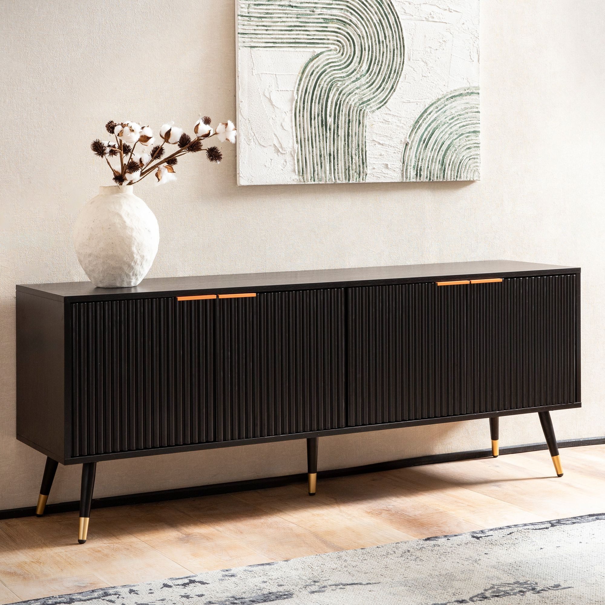 furnicato Lowboard TV-Unterschrank Schwarz 150x60x39 cm (1 St)