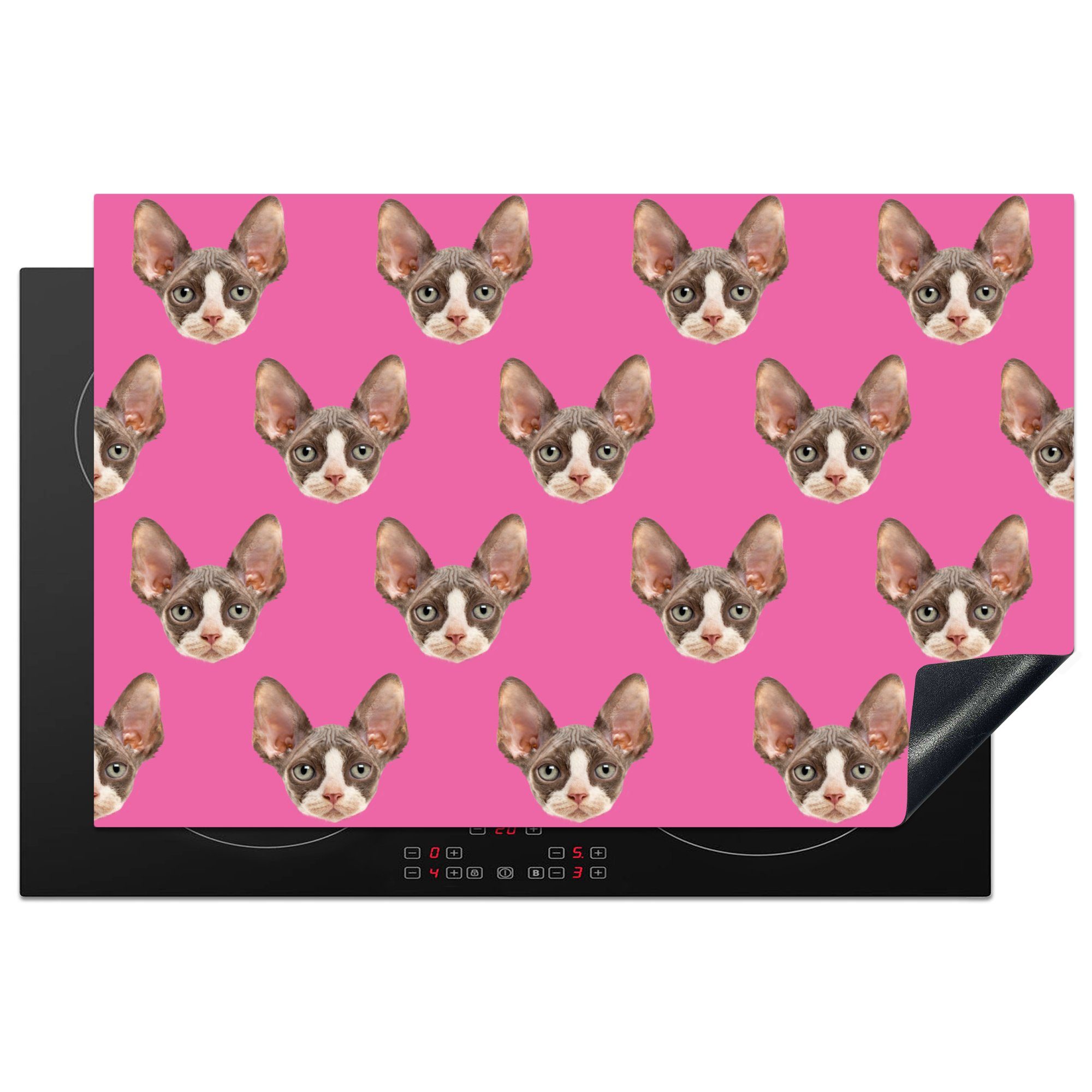 MuchoWow Herdblende-/Abdeckplatte Haustier - Rosa - Muster, Vinyl, (1 tlg), 81x52 cm, Induktionskochfeld Schutz für die küche, Ceranfeldabdeckung
