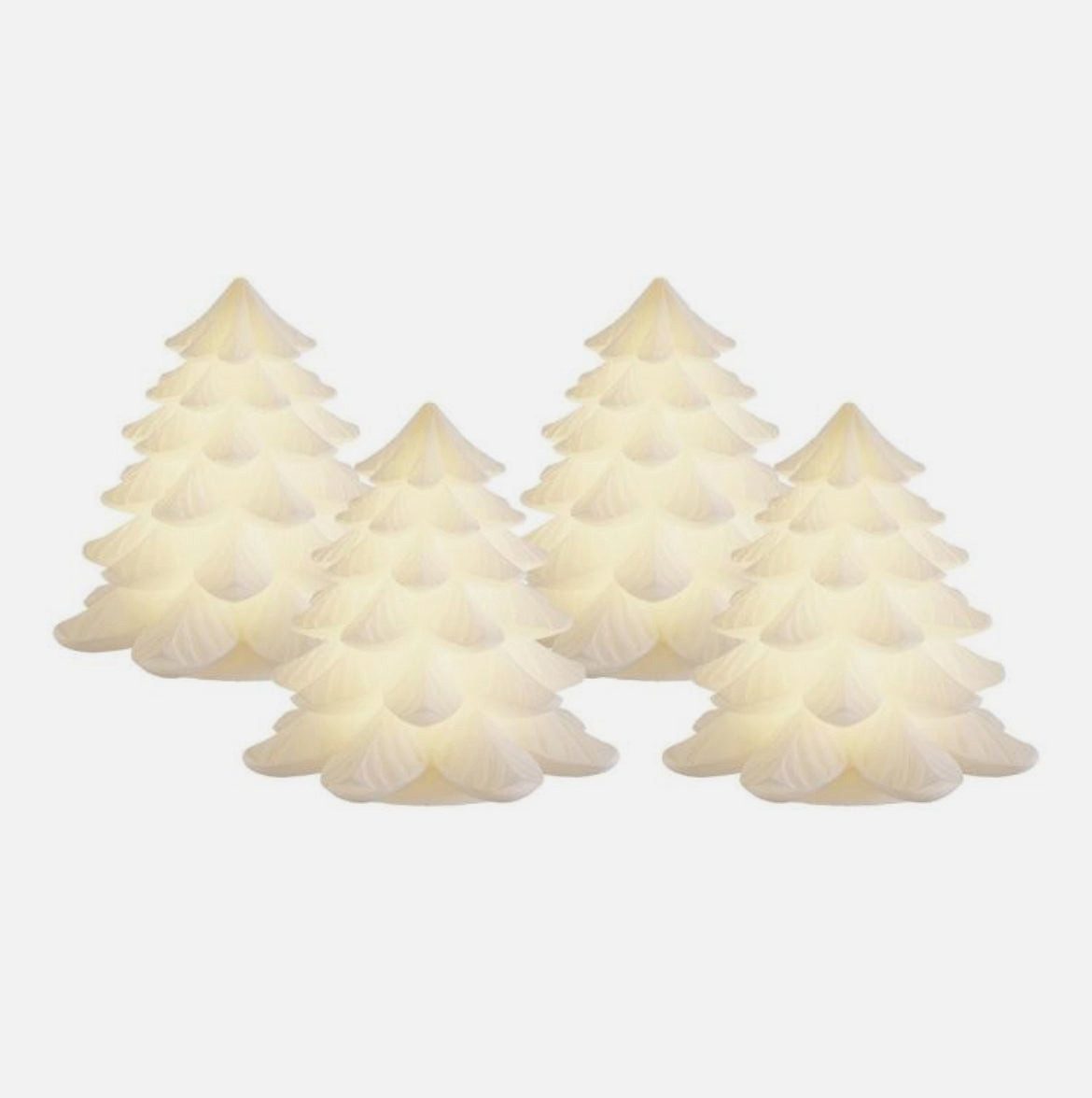 Deluxe Homeart LED-Kerze LED-Weihnachtsbäume 4er-Set weiß 7 cm hoch - Tannenbäume Weihnachten W