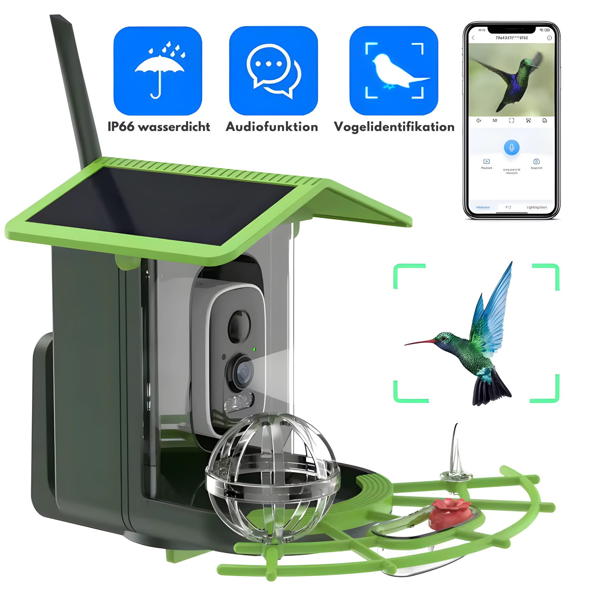 HS.SUPPLY Vogelhaus WLAN-Vogelhaus mit Kamera, KI-Vogelerkennung günstig online kaufen