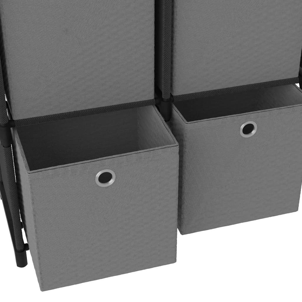 6 Boxen Schwarz mit Stoff cm 103x30x72,5 Würfelregal Bücherregal furnicato