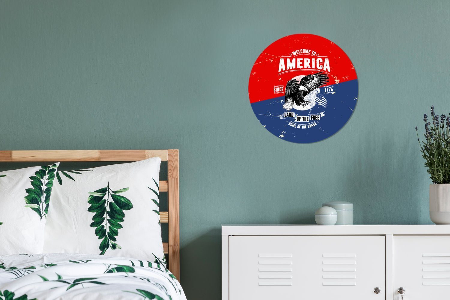 Rund, Amerika Kinderzimmer, (1 Tapetenkreis Wandsticker - Wohnzimmer MuchoWow Jahrgang Vogel Tapetenaufkleber, St), für -