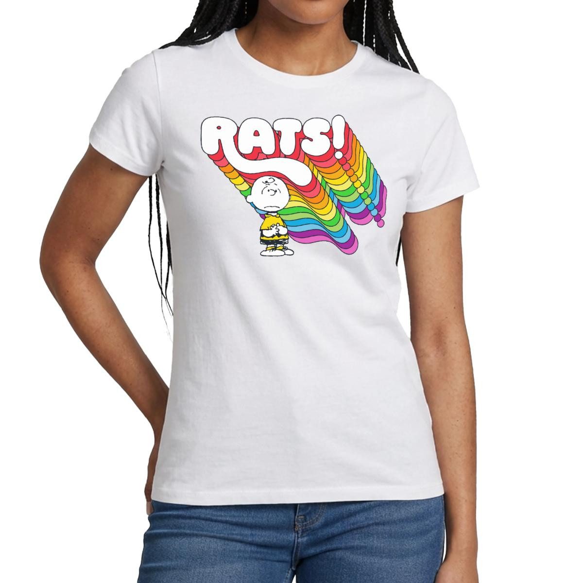 Spreadshirt T-Shirt Peanuts Charlie Brown Rats Mist Dumm Gelaufen Frauen T-Shirt (1-tlg)