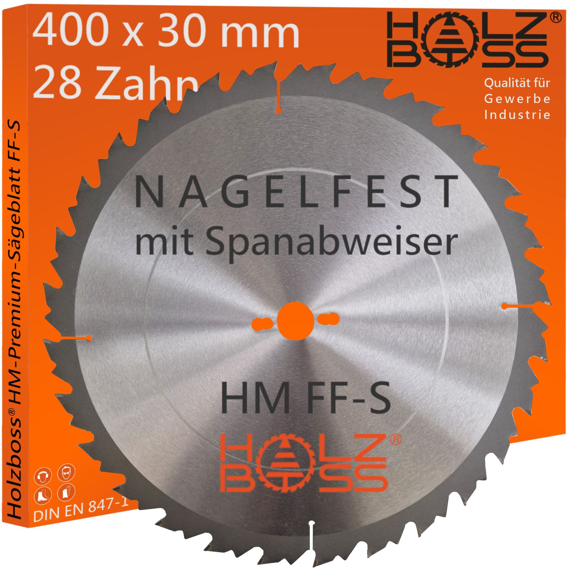Holzboss® Sägeblatt NEUHEIT " Nagelfest mit Spanabweiser " HM-Sägeblatt FF-S 400x30mmØ