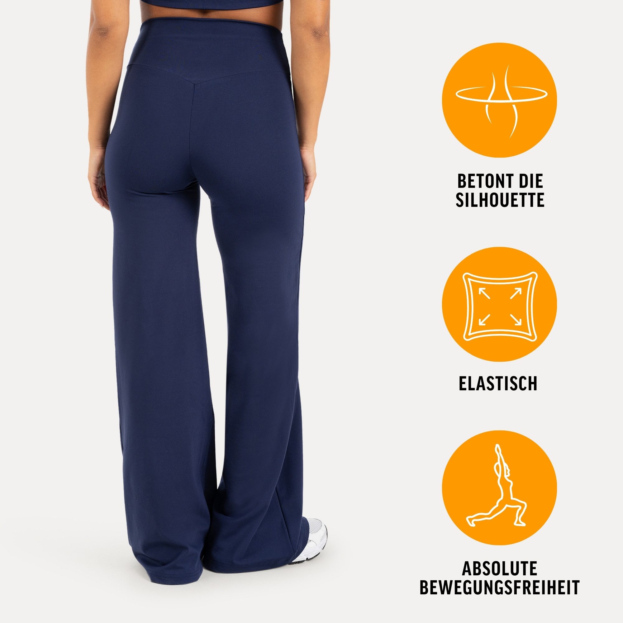 Smilodox Leggings Neola Damen, Schlaghose, V-Shape Bund, für Fitness & Alltag Flared Bein, Performance Stretch, Shaping, Soft Touch – Bild 2 von 5