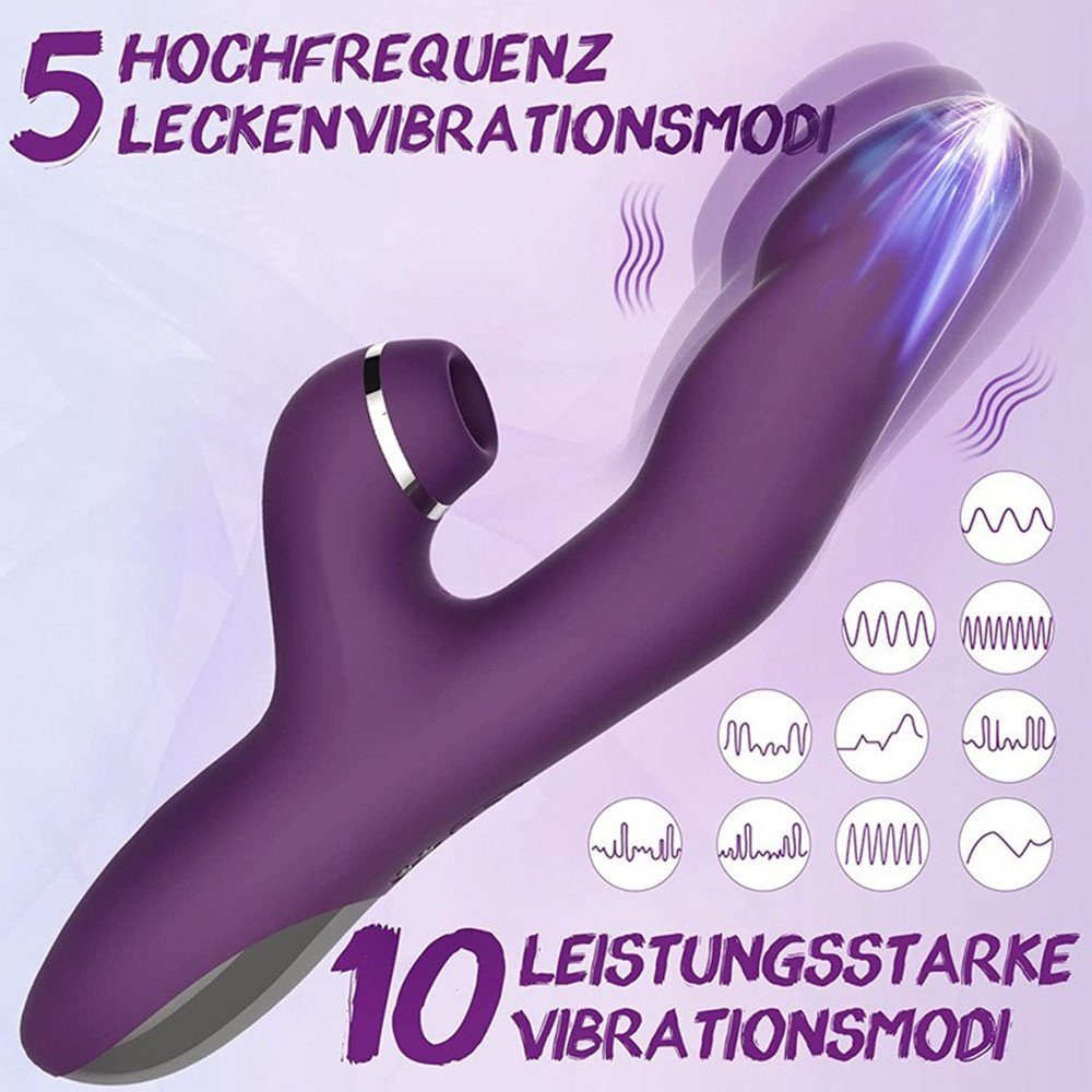 G-Punkt,4 für Klitoris Vibration-,5Lecken- Vibrator Saugsmodi 5 10 Sie autolock Vibration frauen, für in1 G-Punkt-Vibrator und Lila