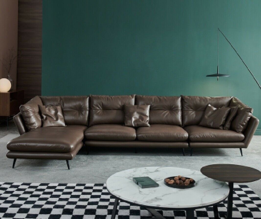 JVmoebel Ecksofa Ledersofa Couch Wohnlandschaft Eck Design Modern, Made in Europe