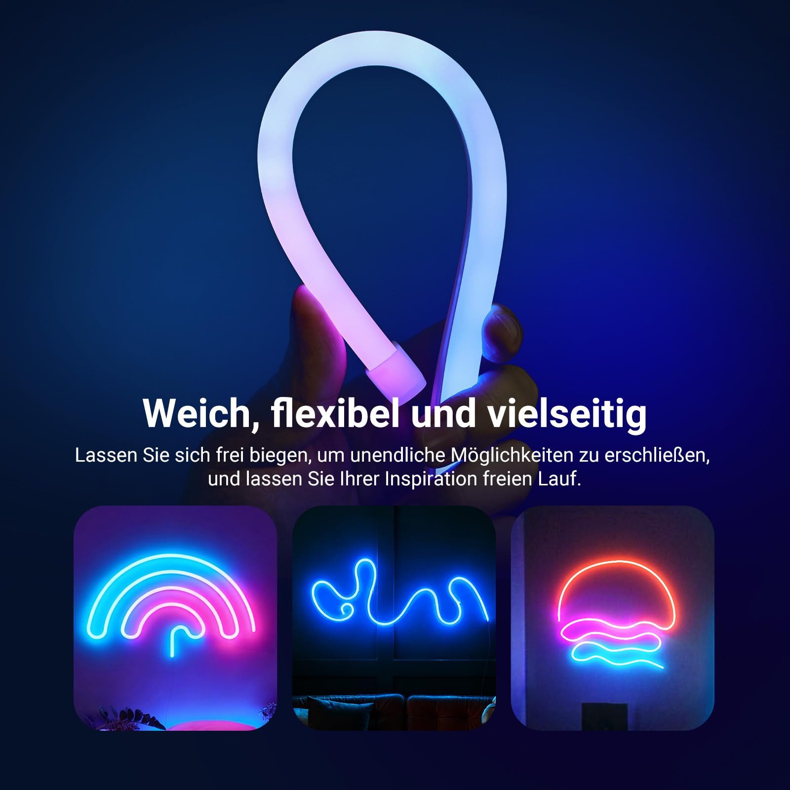 Neewer LED Stripe NS02 3m LED Lichtleiste, Smart AI RGB, zuschneidbare Neon Lichterkette, mit App Sprachsteuerung, für Schlafzimmer Spielzimmer Wanddeko