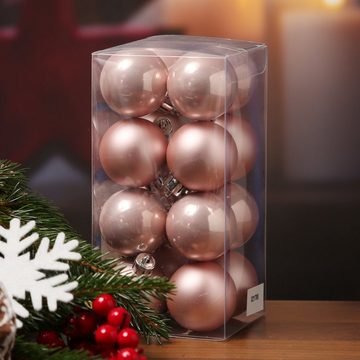 MARELIDA Weihnachtsbaumkugel Christbaumkugel Weihnachtskugel bruchfest D: 4cm rosa 16er Set (16 St)