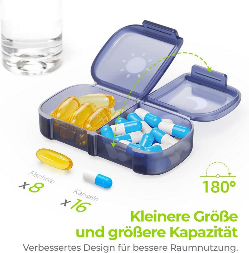 Thumbnail - LuxusKollektion Pillendose Tablettenbox 7 Tage Morgens Abends 2 Fächer feuchtigkeitsbeständig