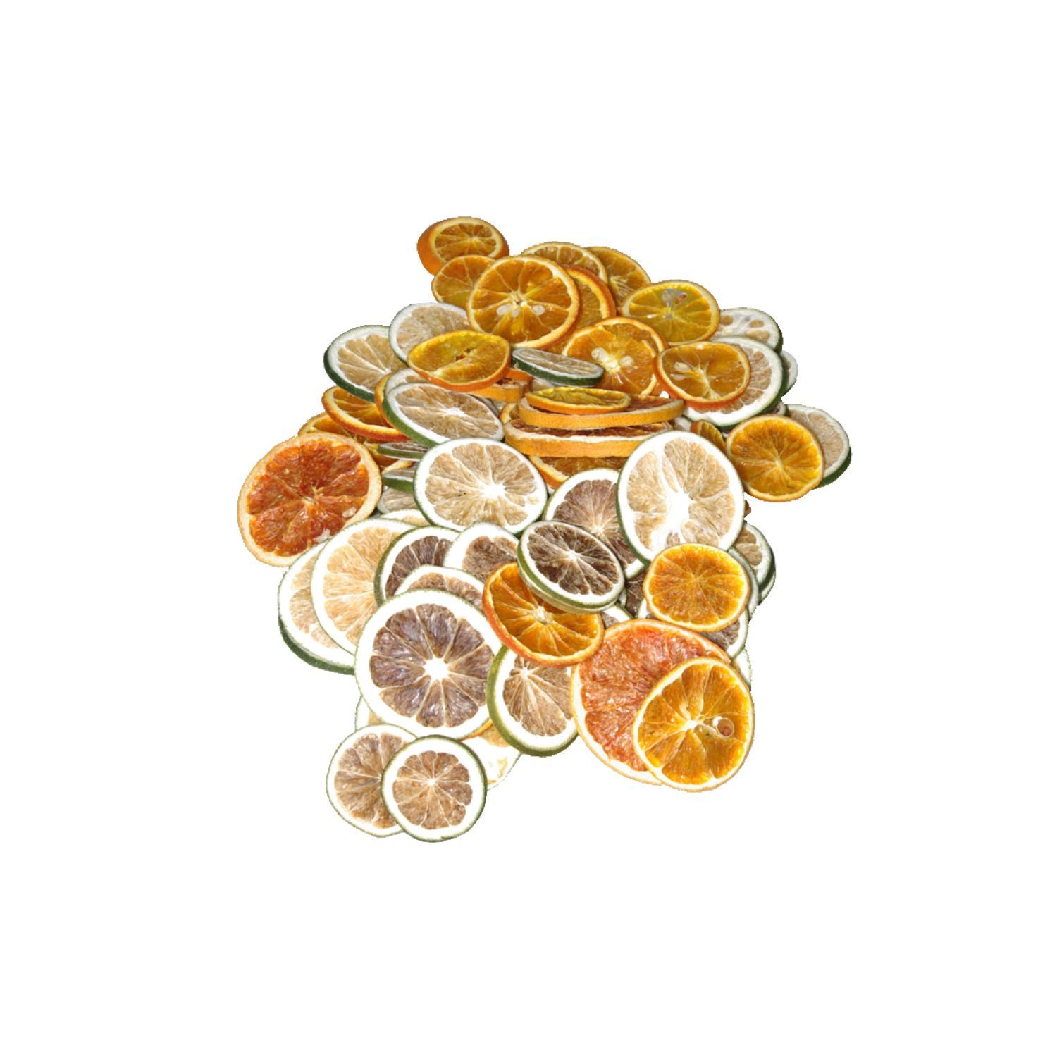 Deko AS Bastelnaturmaterial Früchtemix Zitrus - gelb-grün-orange - 1 Beutel mit 250g, diverse Trockenfrüchte