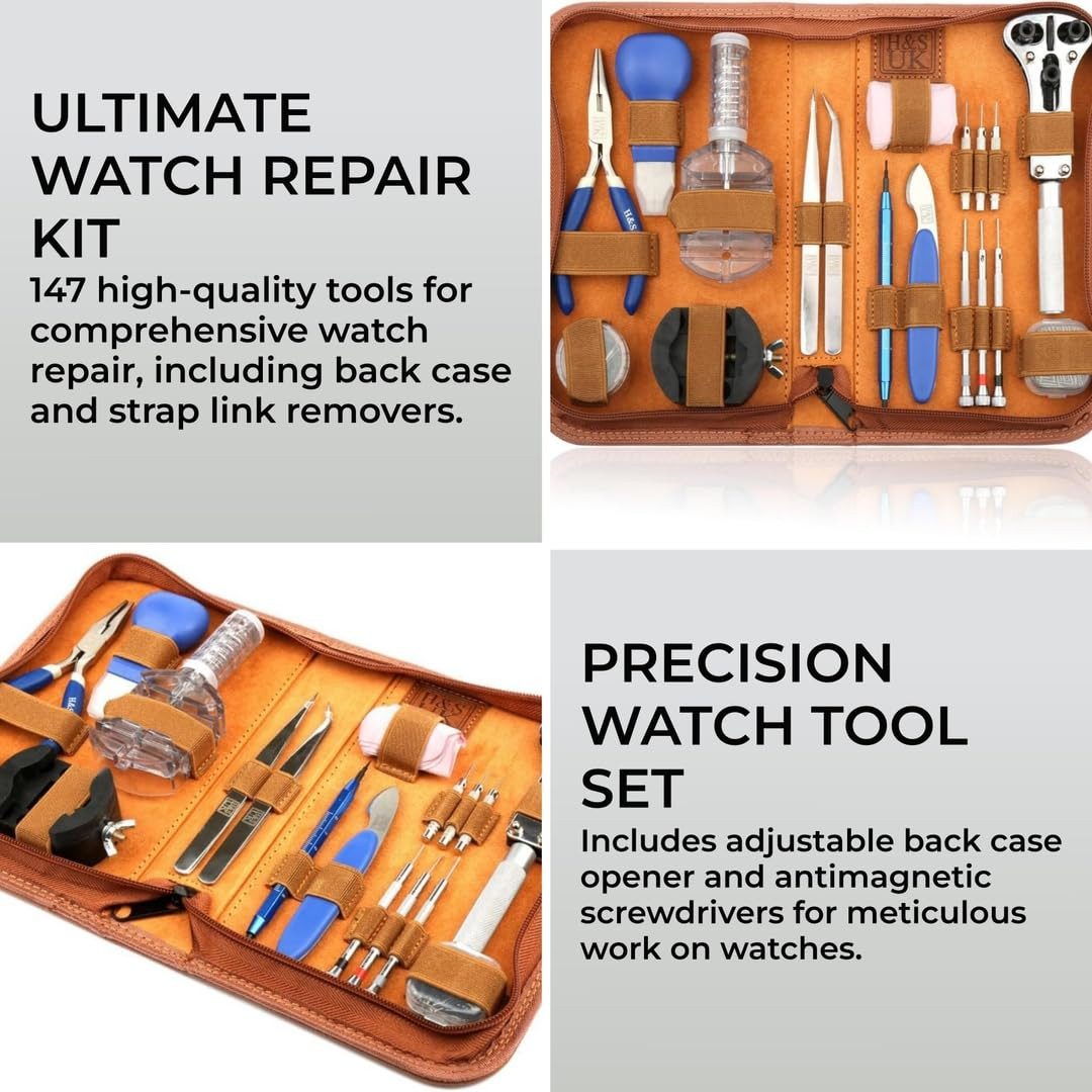 H&S Reparatur-Set 147-teiliges Uhrmacherwerkzeug-Set mit Gehäuseöffner, günstig online kaufen