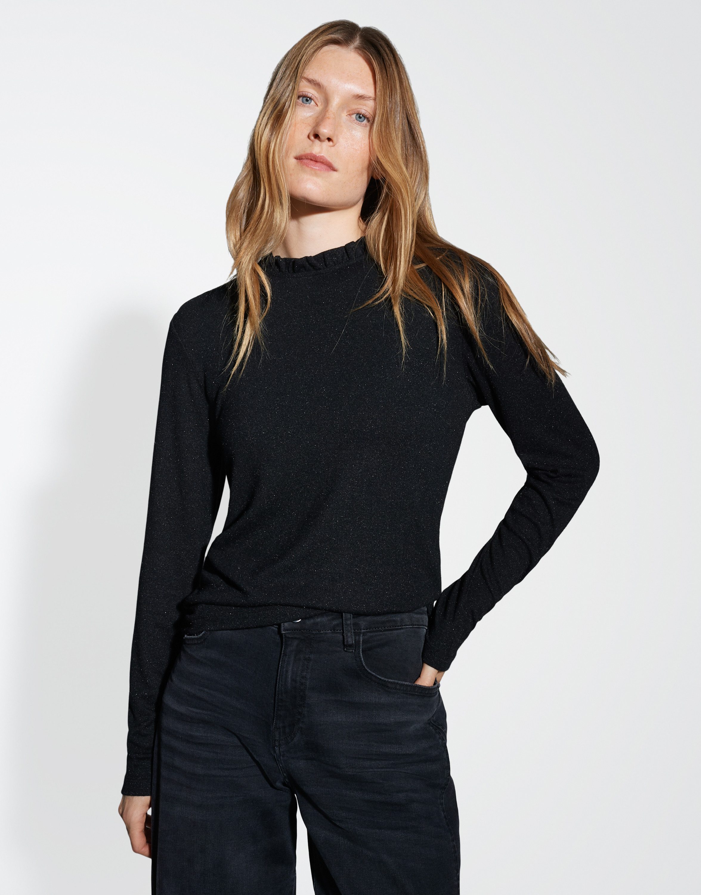 OPUS Longsleeve SANBA Slim aus schimmernden Jersey