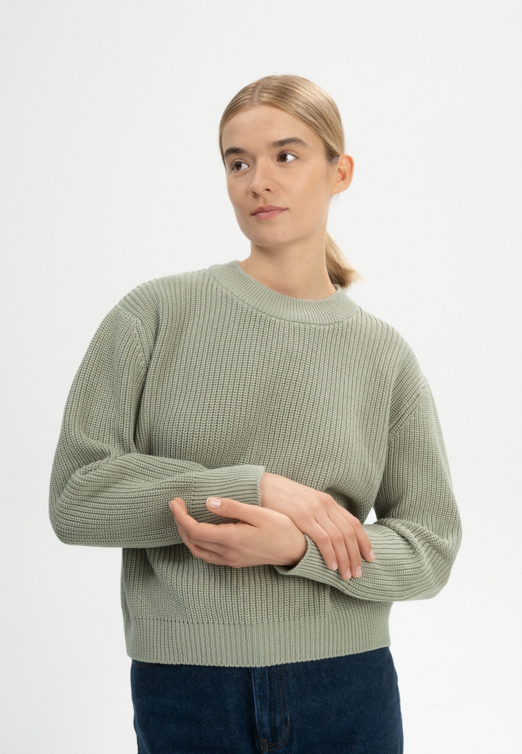 MELA Strickpullover Rippstrick Pullover Style ADAH Gerippter Kragen, Saum u günstig online kaufen