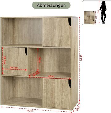 EUGAD Bücherregal, 1-tlg., Würfelregal mit Türen aus Holzwerkstoff