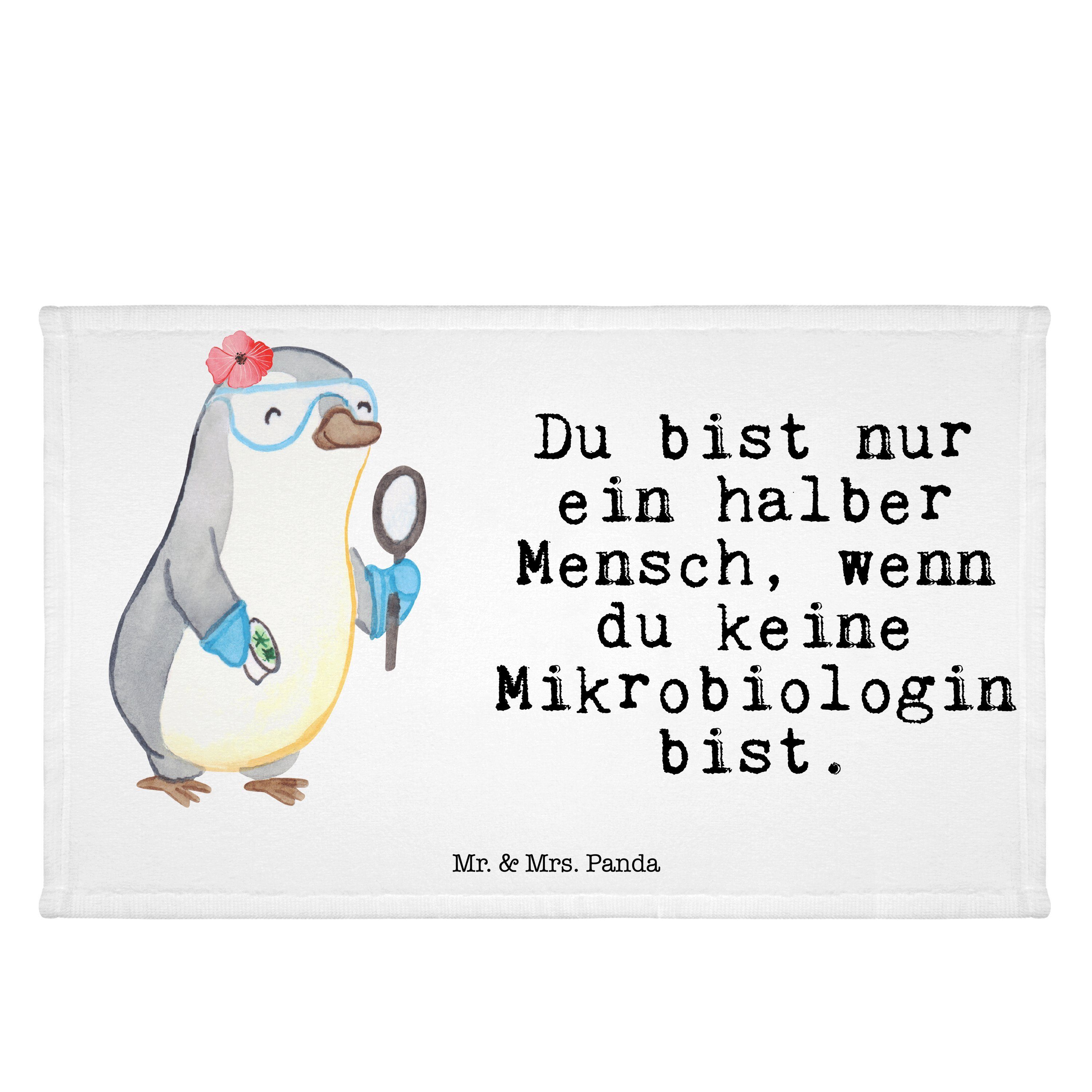 Mr. & Mrs. Panda Handtuch Mikrobiologin mit Herz - Weiß - Geschenk, Sport Handtuch, Kollegin, F, (1-St)