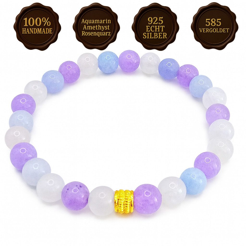 M-Punkt24 Armband Armbänder (Aquamarin Amethyst Rosenquarz), Damen Edelstei günstig online kaufen