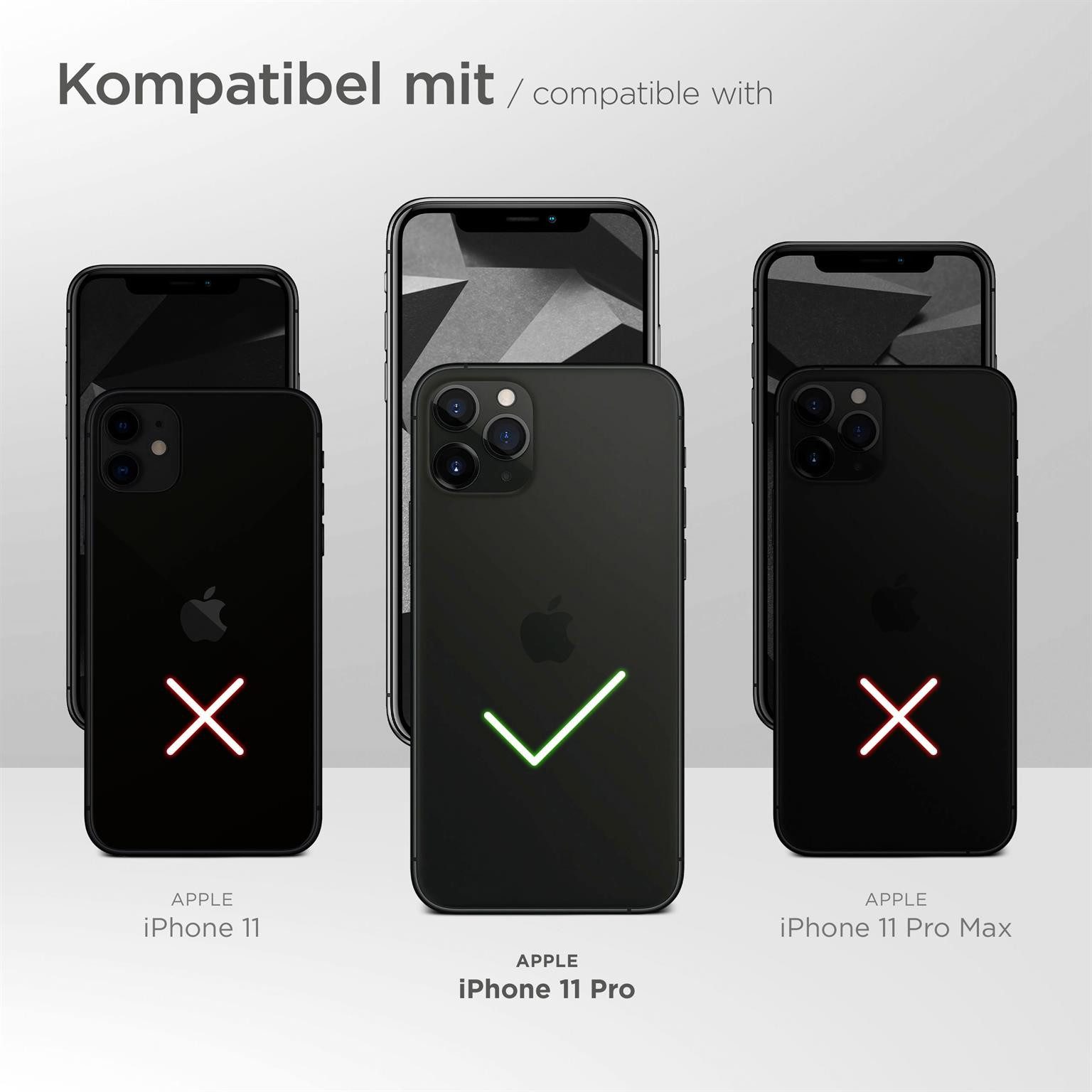 ONEFLOW Handyhülle für iPhone 11 Pro Premium Hülle Business Cover Schwarz 5,8 Zoll, 360 Grad Schutzhülle Flip Case Etui Klapphülle Dünn Leder Handy Tasche