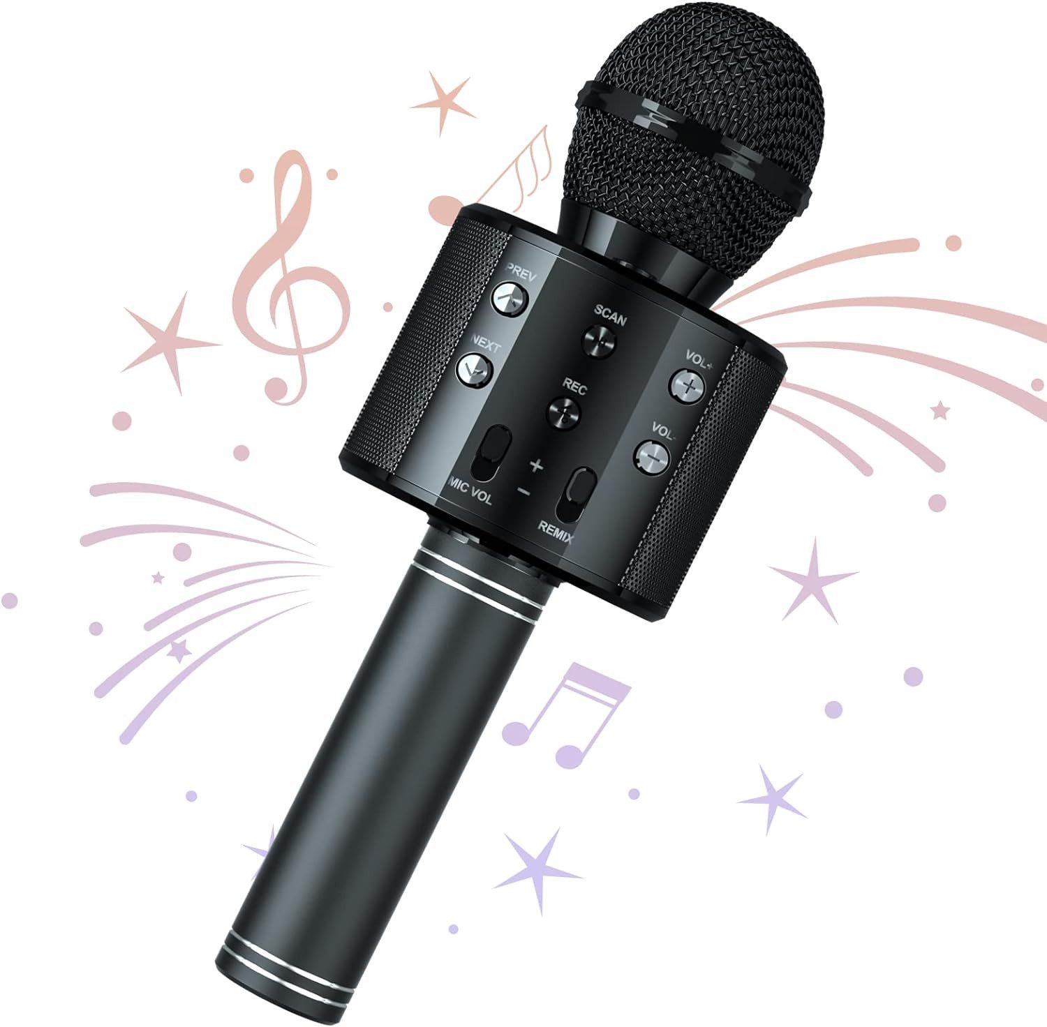 Wisam Mikrofon Wisam® WS-858 Wireless Hifi Speaker Bluetooth Karaoke Mikrofon Schwarz (Packung, 1-tlg), Karaoke