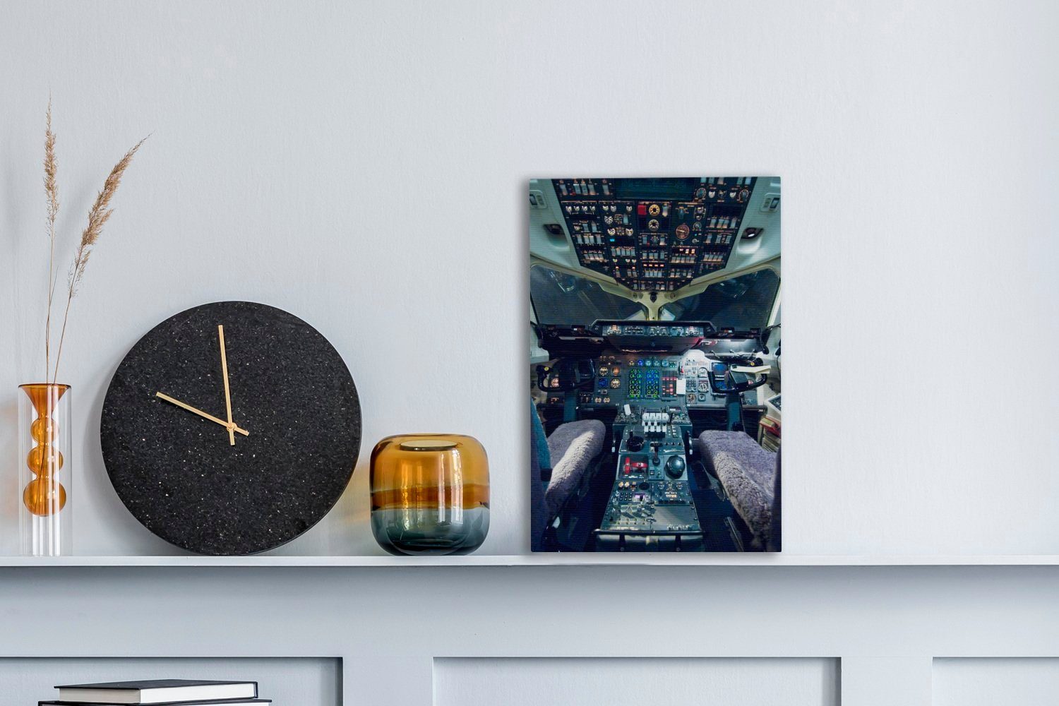 cm Zackenaufhänger, inkl. bespannt OneMillionCanvasses® (1 St), Piloten, 20x30 Gemälde, Leinwandbild Leinwandbild Cockpit ohne fertig
