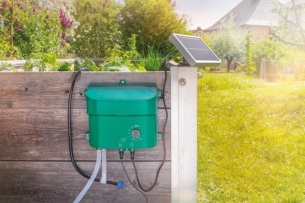 15 esotec Solar Sprinklern 101100 Bewässerungssystem Komplettset Esotec Waterdrops mit Bewässerungssystem Pflanzenbewässerung
