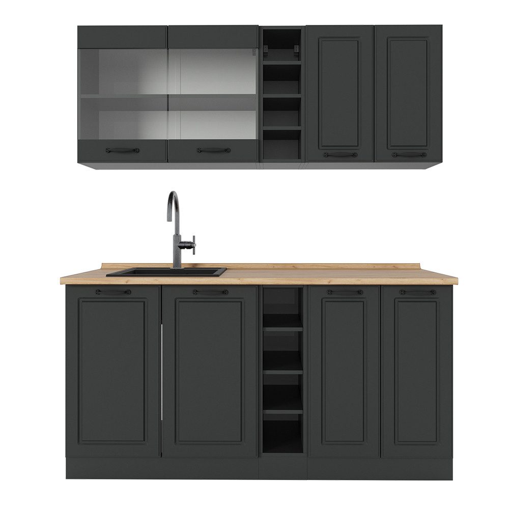 Vicco Küchenzeile R-Line, Anthrazit Landhaus/Anthrazit, 160 günstig online kaufen