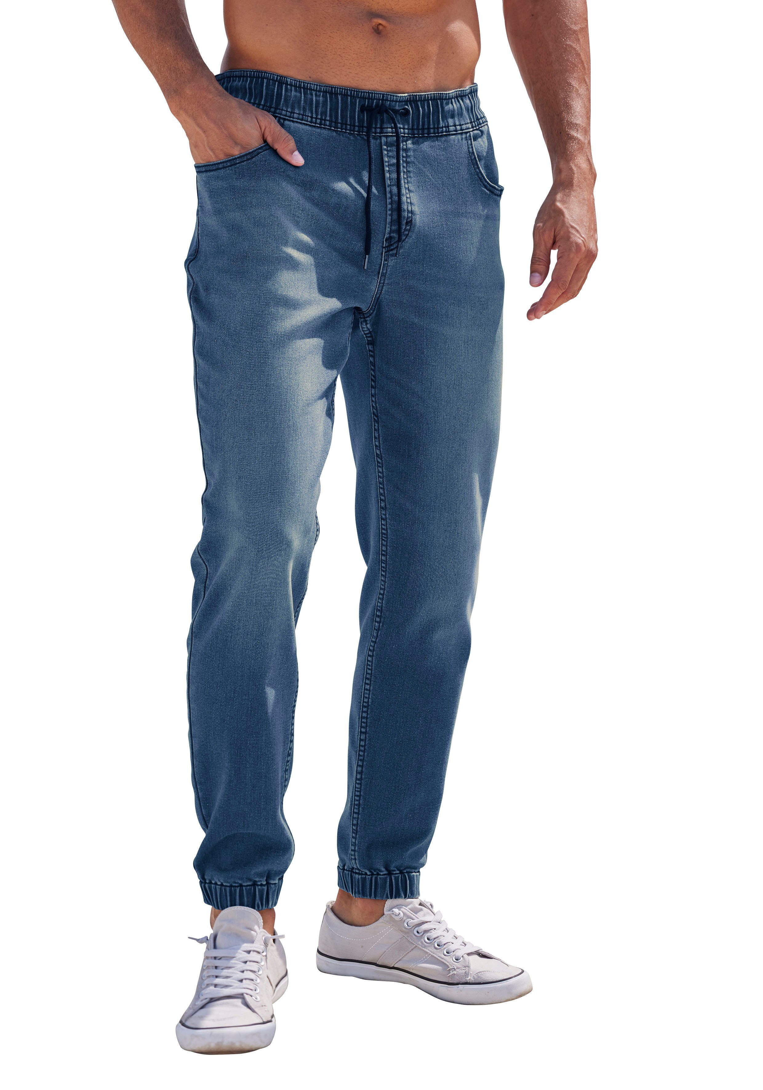 John Devin Schlupfjeans Denim Jogg Pants, Jeanshose mit Stretch, Baumwollmischung