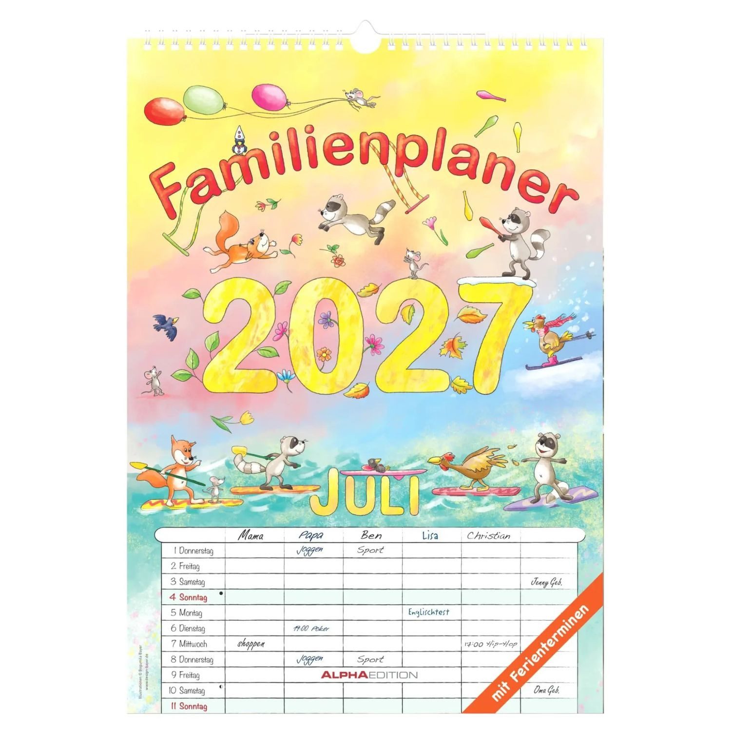 NEUMANN Wandkalender Familienplaner Cartoon 2027