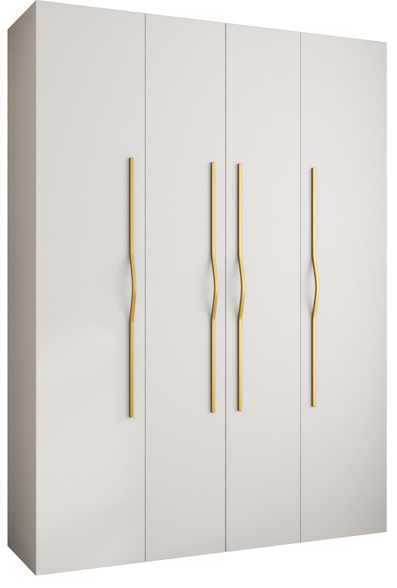 MOEBLO Drehtürenschrank MOCO 2 (Moderner Kleiderschrank mit Soft-Close Türen, Goldgriffe & Viel Stauraum, 100–200 cm, Weiß oder Kaschmir, Schrank Garderobe Schlafzimmer Drehtürenschrank) (BxHxT): 100–200 x 245,5 x 50 cm