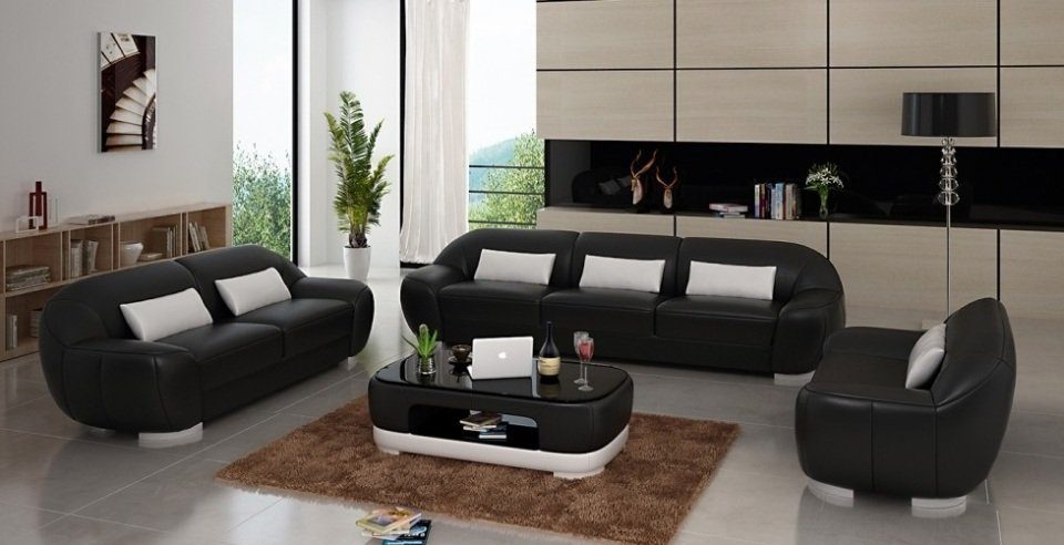 Weiße 3+2+1 Made Leder Sitz in Design, Europe JVmoebel Polster Couch Sofagarnitur Garnitur Sofa