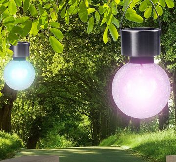 etc-shop LED Solarleuchte, LED-Leuchtmittel fest verbaut, Farbwechsel, Solarlampe Gartendeko Farbwechsel Außenlampe LED Hängeleuchte Kugel