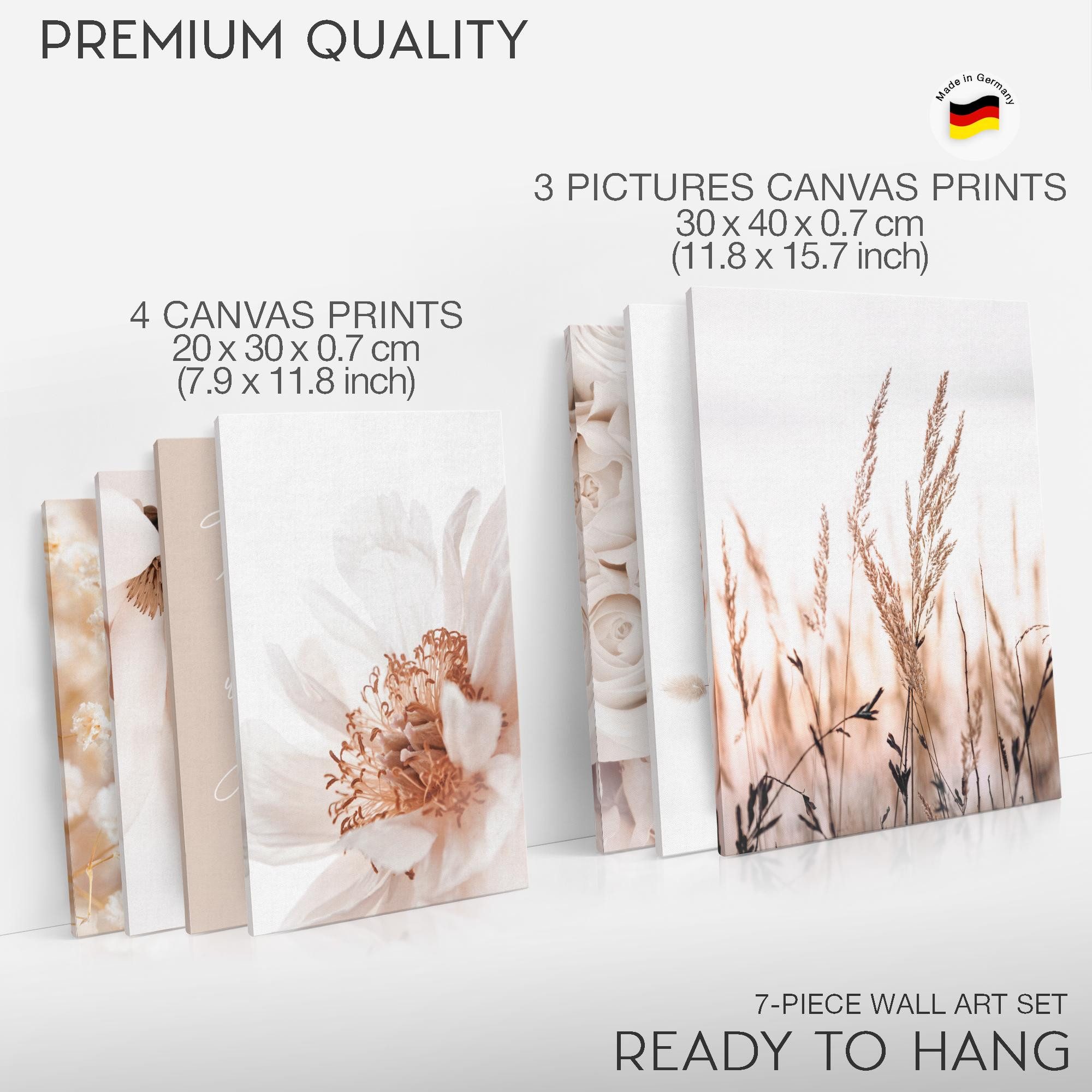 Novart Wandbild Boho Natur Blumen Beige KOMPLETT AUFHÄNGFERTIG Deko, Boho – Bild 5 von 5