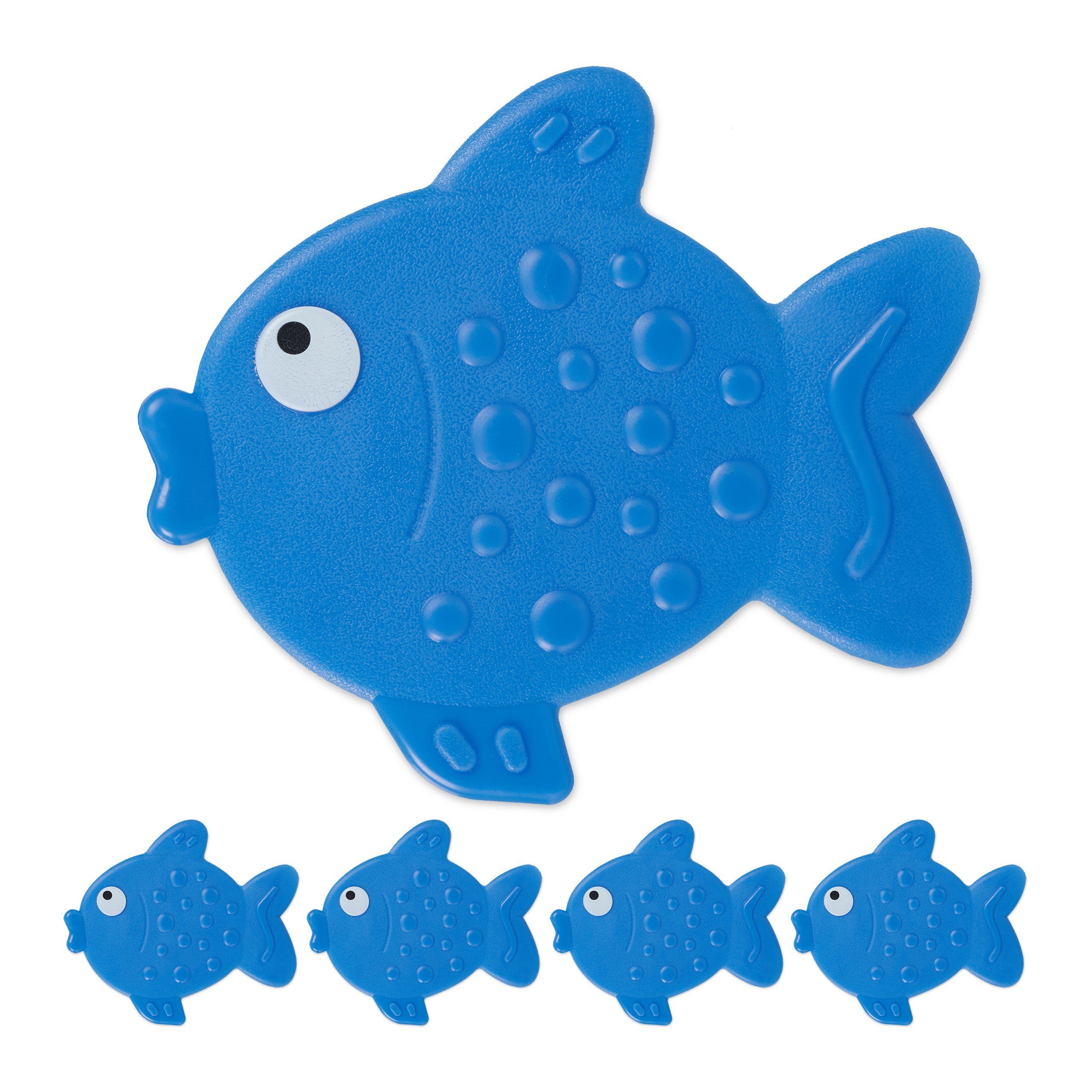 relaxdays Antirutsch-Aufkleber Antirutsch Sticker Badewanne Fisch Set, B: 12.5 cm, L: 11 cm