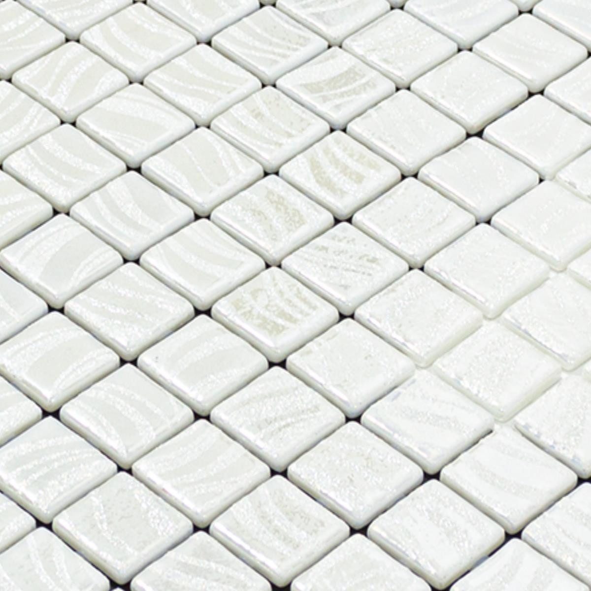 Mosafil Mosaikfliesen Glas Schwimmbad Pool Mosaik Marisburg Glitzer, Glas-Ecoglas 31.600x31.600, weiß, Punktverklebt - Frostsicher - Wasserdicht - Wasserfest - Rutschfest