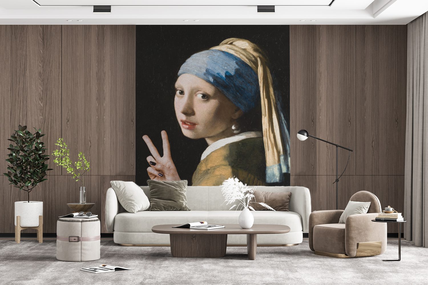 MuchoWow Fototapete Das Mädchen Montagefertig Frieden, Tapete mit St), - Vinyl Wandtapete bedruckt, - Wohnzimmer, für Vermeer (4 Perlenohrring dem Matt