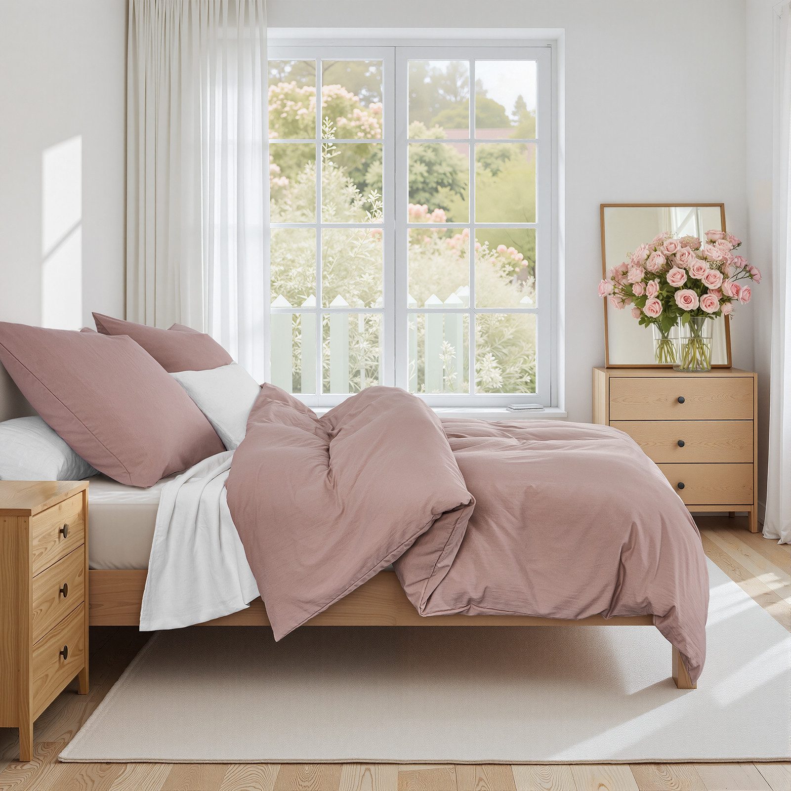Topfinel Bettwäsche Bettwäsche 135x200 4teilig weiche Vorgewaschene Hautfreundlich, 100% Mikrofaser, 3 teilig, 1 Bettbezüge 155 x 220 2 Kissenbezüge 80x80 Reißv – Bild 4 von 5