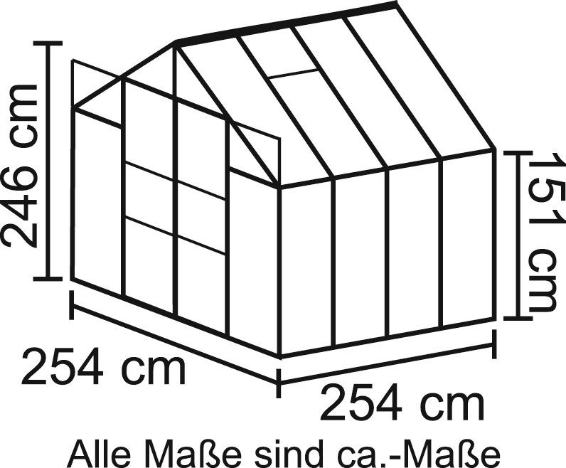 Vitavia Gewächshaus Uranus 6700, BxTxH: 254 x 254 x 246 cm, 4 mm Wandstärke, Set, mit Bewässerungskit