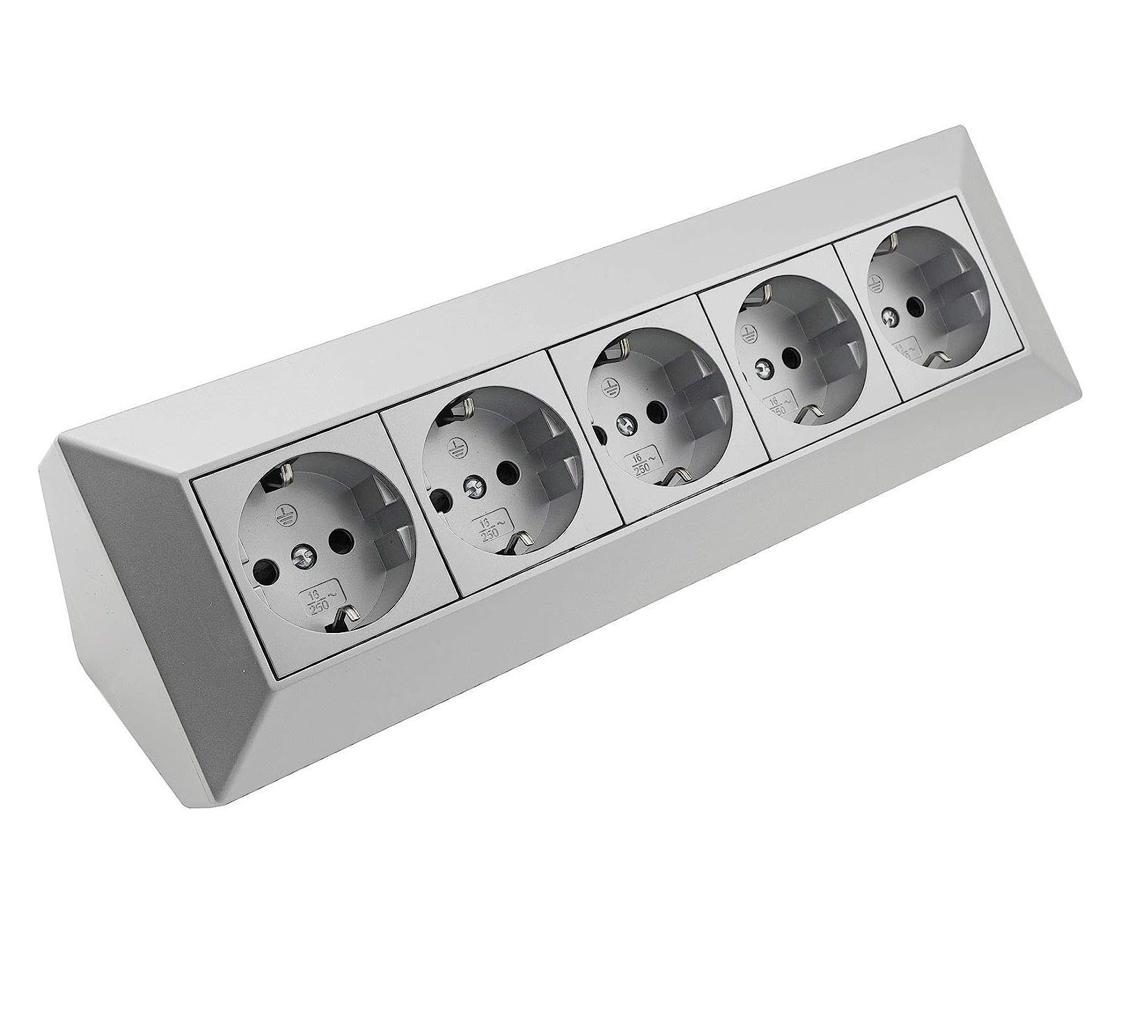 5-fach Steckdosenblock, silber Mehrfachsteckdose