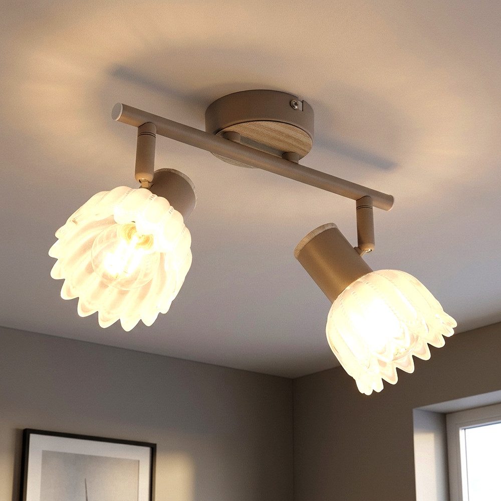 GLOBO LIGHTING Deckenleuchte, Leuchtmittel nicht inklusive, Deckenleuchte Deckenlampe Strahler Metall sandfarben matt L 25 cm