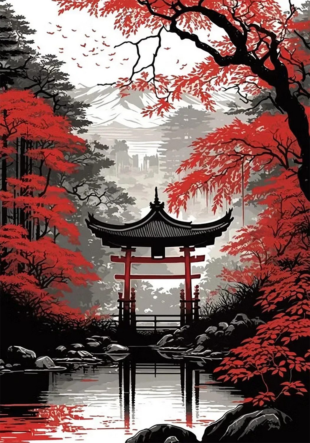 TPFLiving Kunstdruck OHNE RAHMEN, Japanische Landschaften, günstig online kaufen