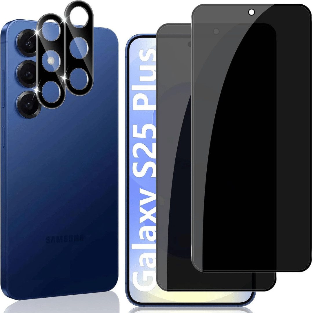 SmartUP Displayschutzglas 2X Schutzglas für Samsung Galaxy S25 Plus Blickschutz Panzerglas Full für Für Samsung Galaxy S25+ 5G, Anti-Spy, Sichtschutz
