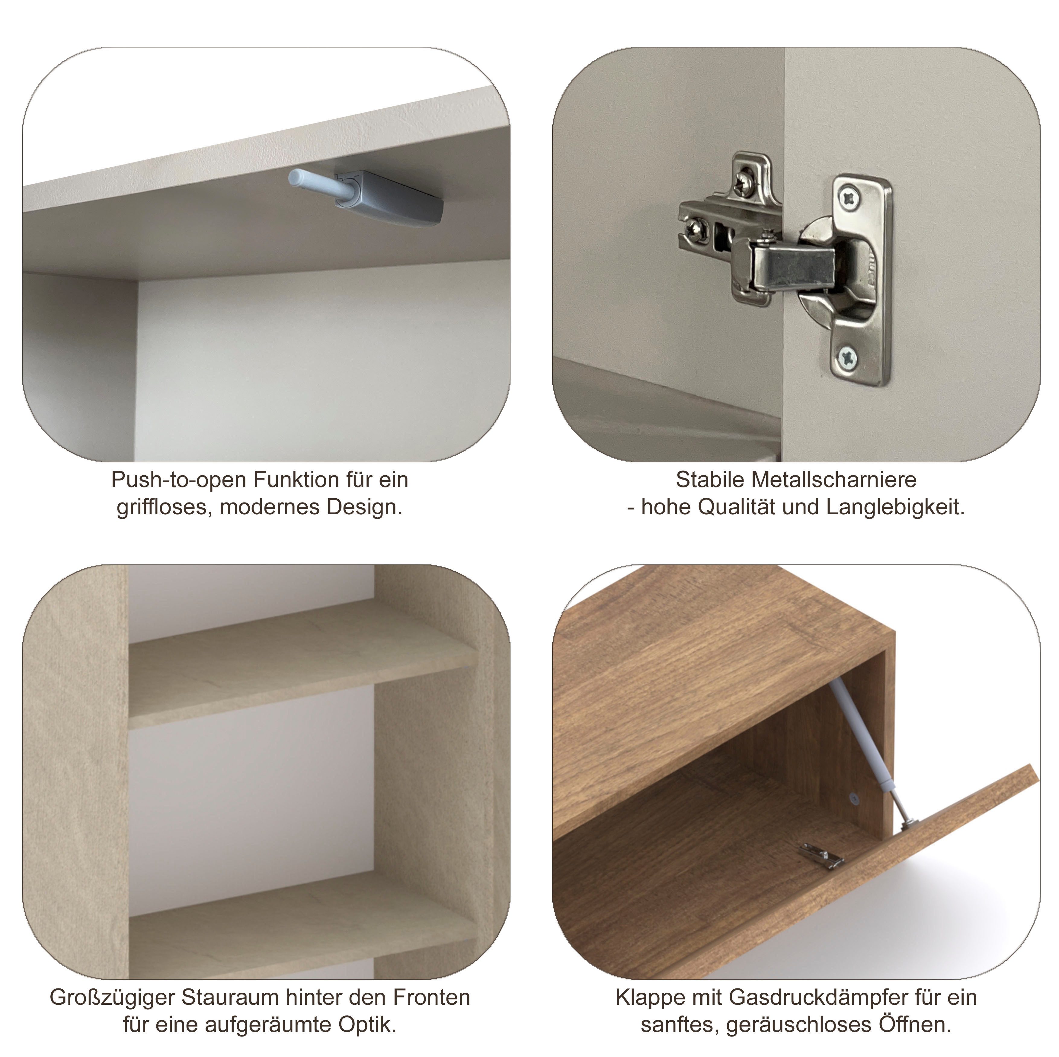 Home affaire Garderoben-Set Infinity, 4tlg. Breite 192 cm, Höhe 186 cm, moderne Garderobe, (Spar-Set, 4-St), (Hochschrank, Hängeschrank, Würfelregal 2er Set, Spiegel) Diele, Flur