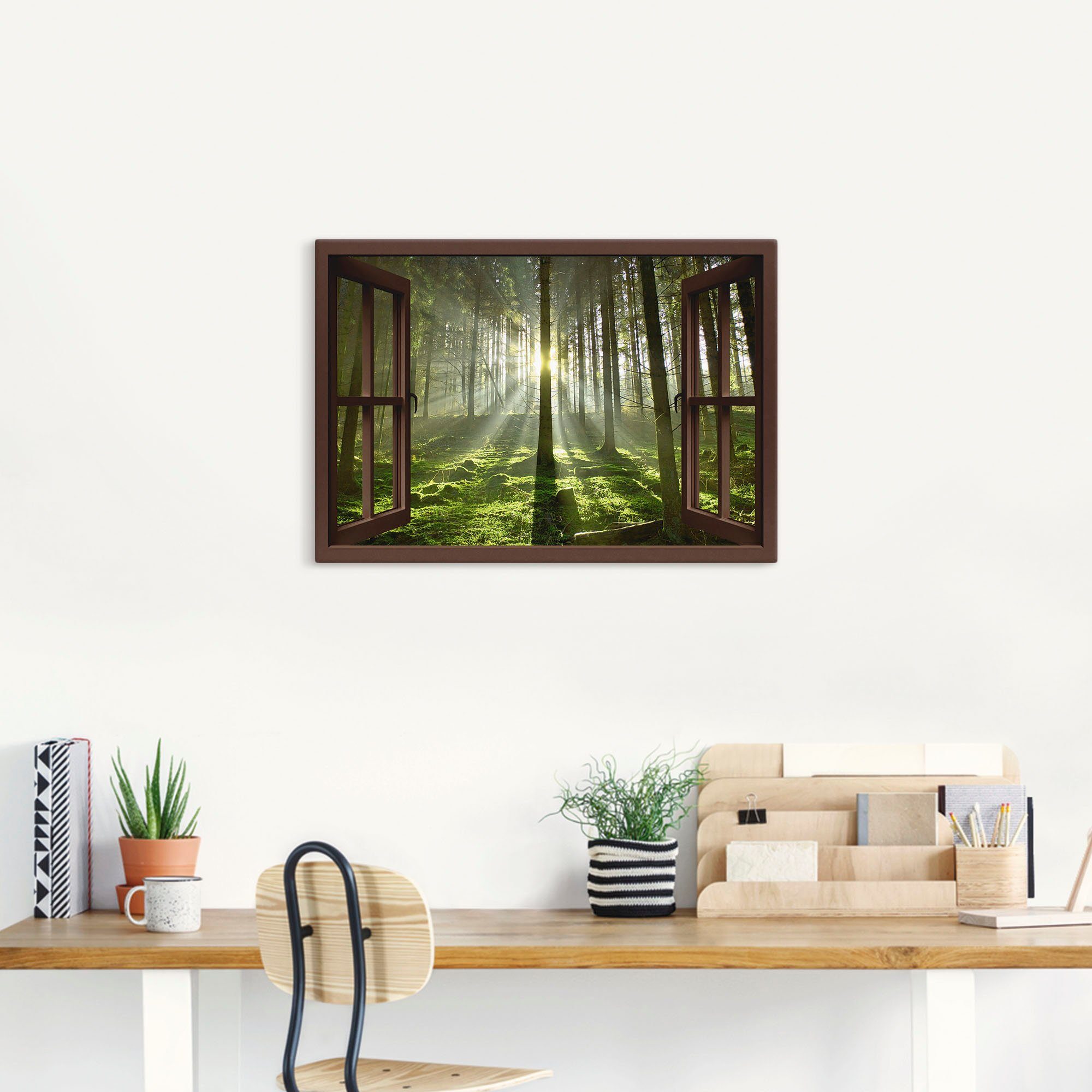 Wald - Wandbild oder Artland als Gegenlicht, im Poster versch. in Fensterblick Leinwandbild, Fensterblick Größen (1 St), Wandaufkleber