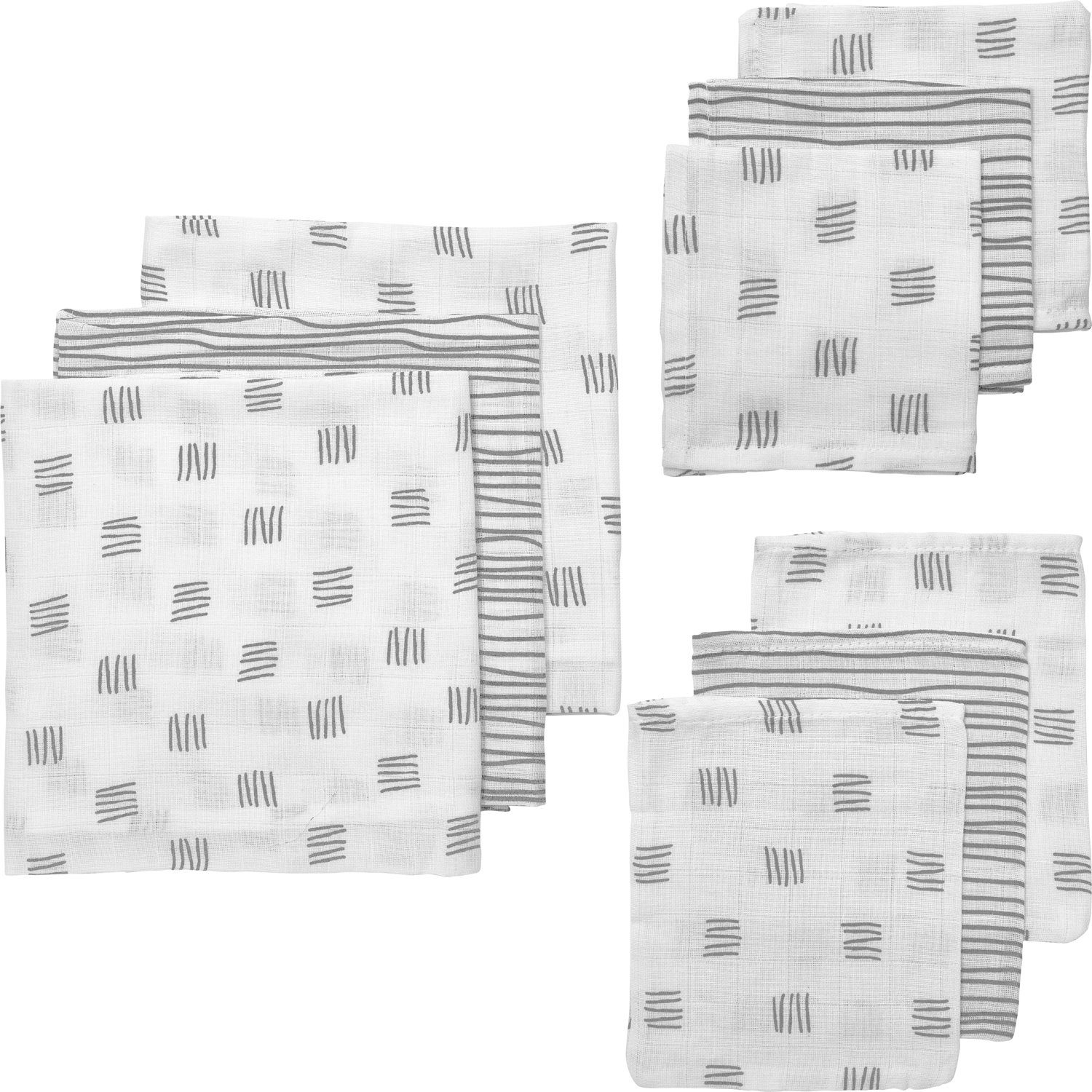 Grey Starterset Stripe (9-St), Baby Meyco Stoffwindeln Block