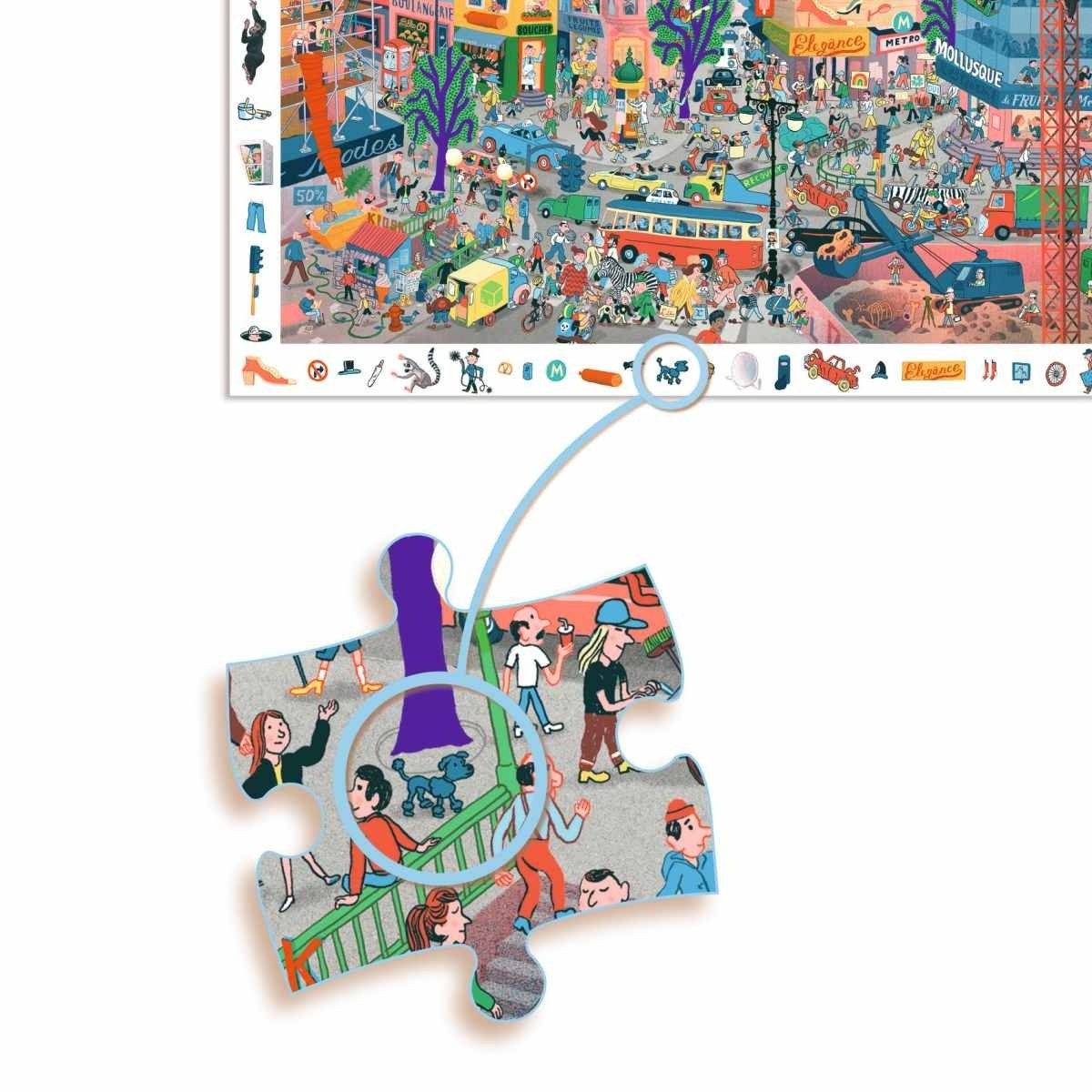 DJECO Puzzle Wimmelpuzzle: Stadt - 200 Teile für Kinder, 200 Puzzleteile, Kinderpuzzle