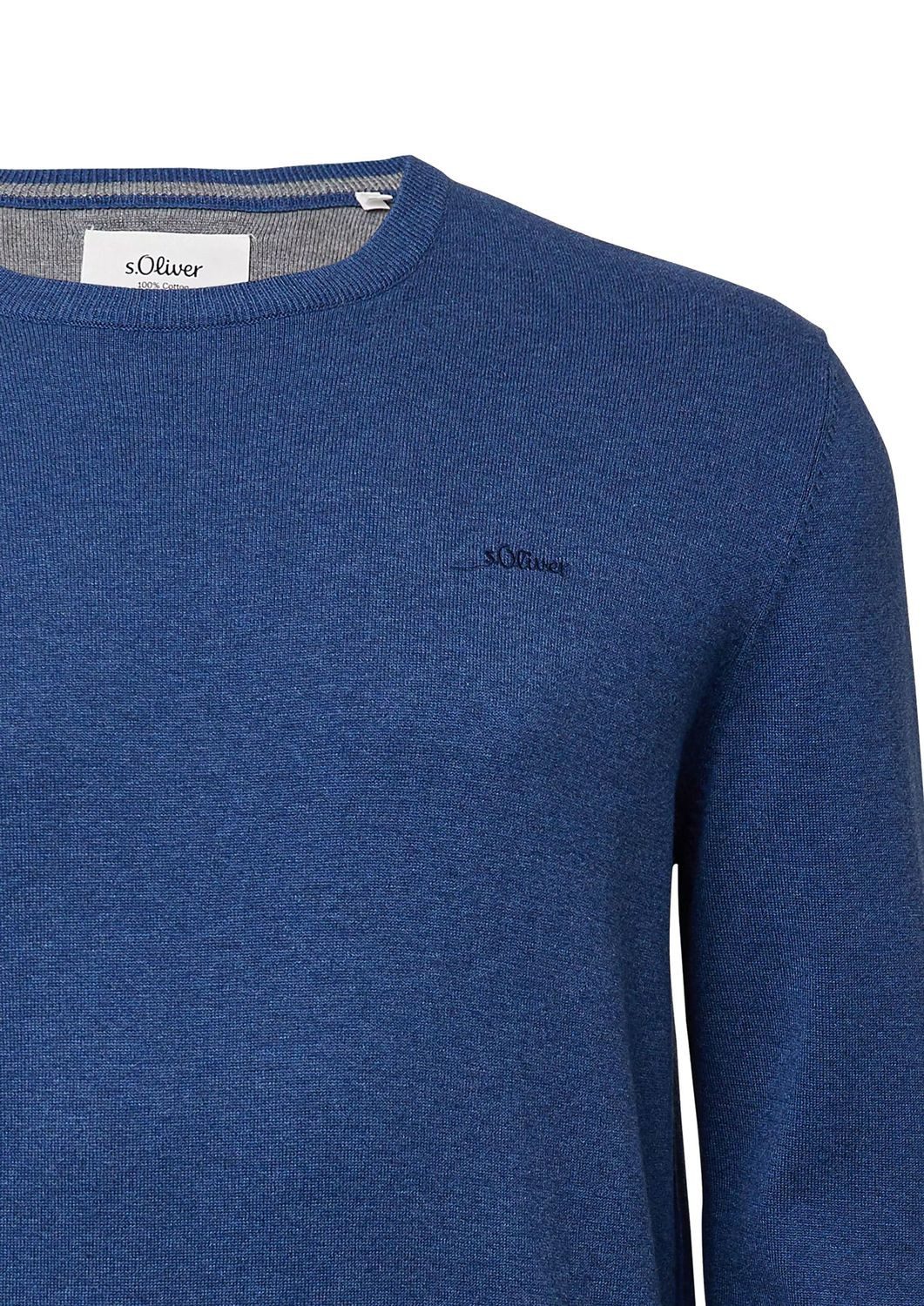 s.Oliver Rundhalspullover Basic (1-tlg) mit gesticktem Logo auf der Brust, günstig online kaufen